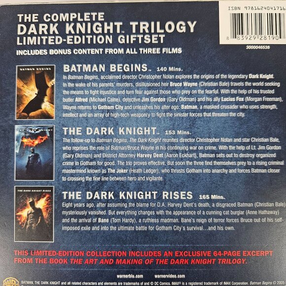 Dark Knight Trilogy Blu Ray Limited Edition set 3 Batman Movies Bonus Extras - Picture 8 of 10